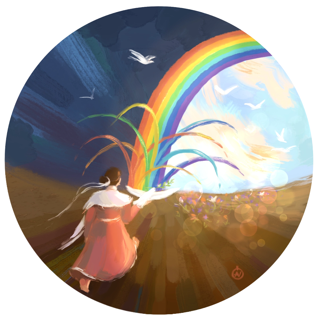 Ілюстрація до Пісні Григорія Сковороди "Пройшли облака. Радостна дуга сіяет..." від Олени Горецької